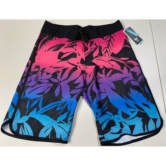 Burnside Mens Stretch Board Shorts Size 30 Pink/Blue Tropical Print Quick Dry UV - Picture 1 of 14